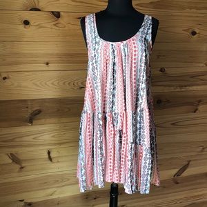 Easel Boho Mini Sundress Orange & Turquoise